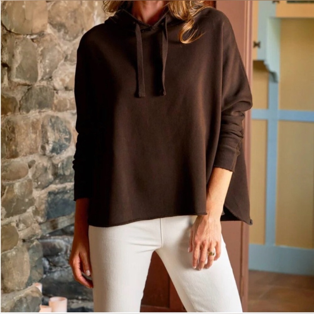 Frank & Eileen Kane Capelet Hoodie XS Brown Cotton Triple Fleece LAB521TF